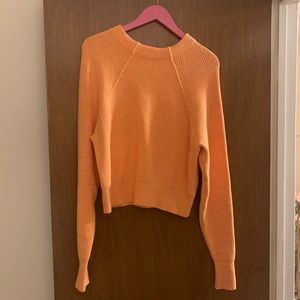 Free People Peach-Orange Cropped Turtleneck Sweater